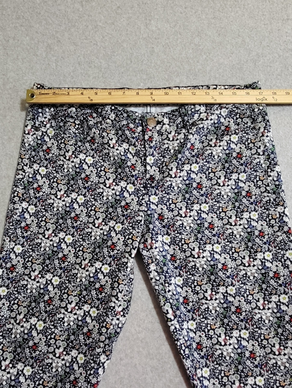 J. Crew Floral Ankle Jeans - Black, White & Red - Picture 10 of 15